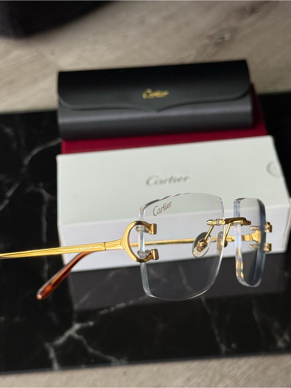 Cartier Rimless Eyeglasses in Gold with Clear Lenses